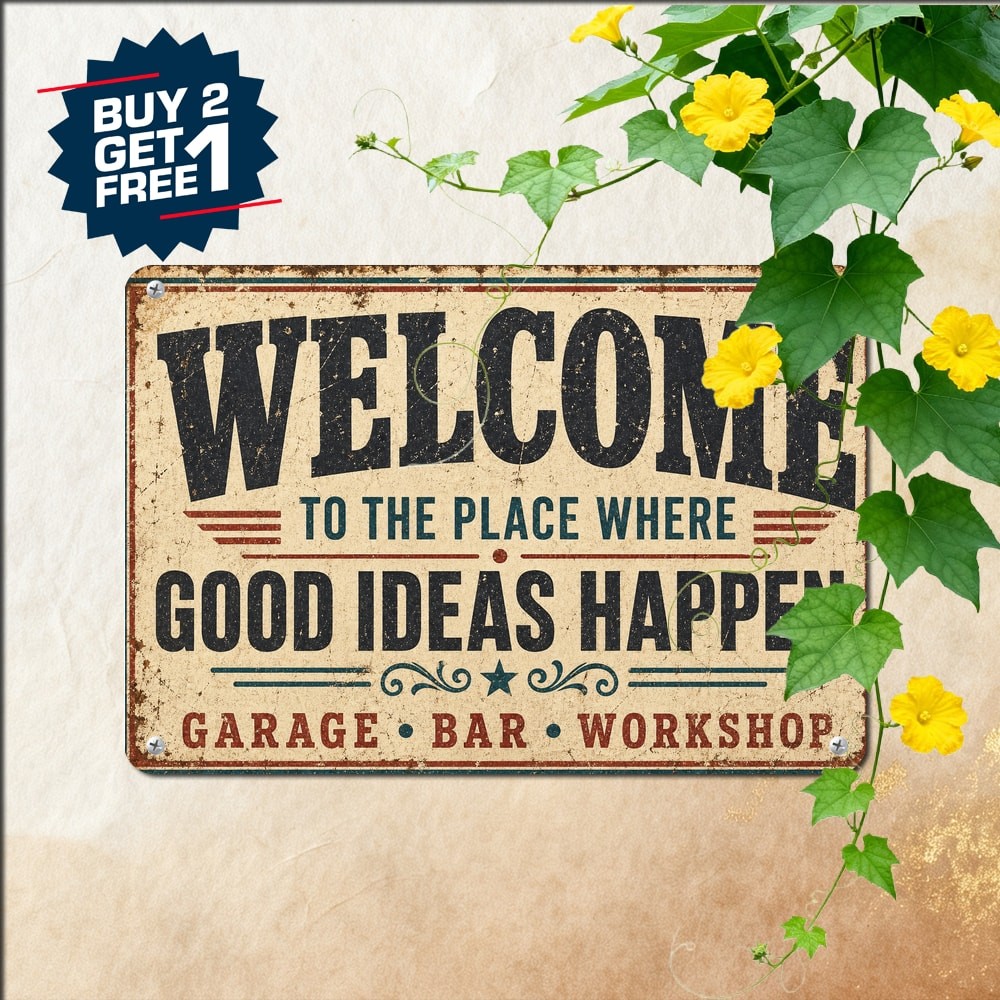 Place Where Stuff Happens Welcome Sign Humorous Home Lounge Metal Tin Plaque