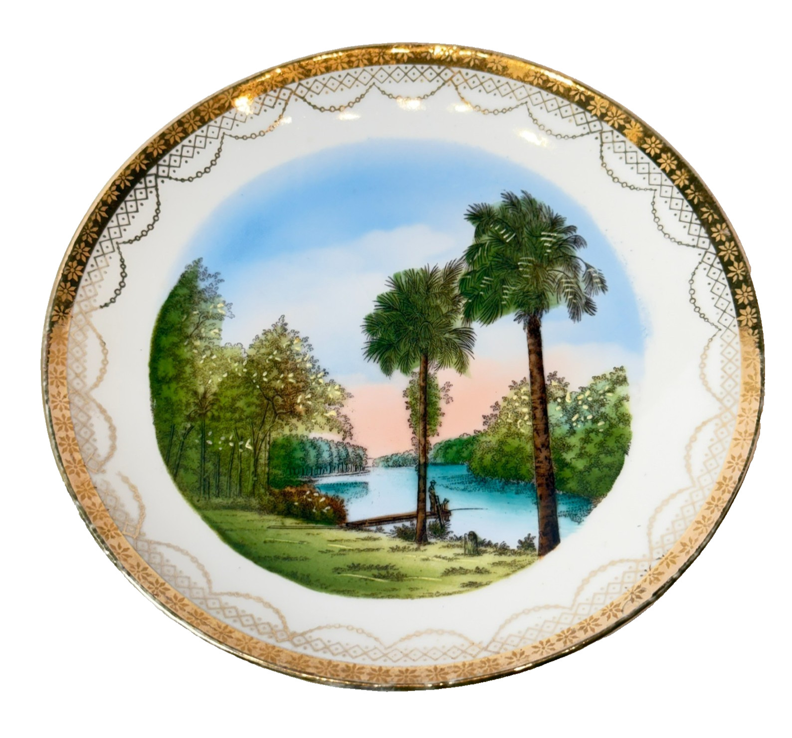 DAYTONA Tomoka River FL FLORIDA Antique Souvenir China Dish Plate