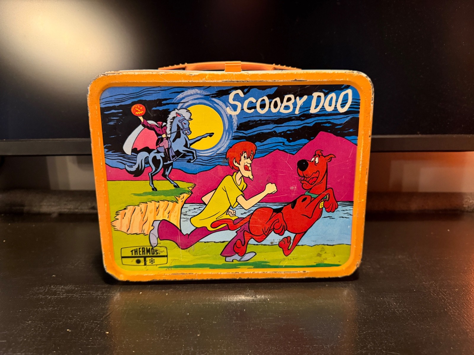 Thermos Scooby-Doo Vintage Metal Lunchbox Orange 1970s Cartoon Art Collectible