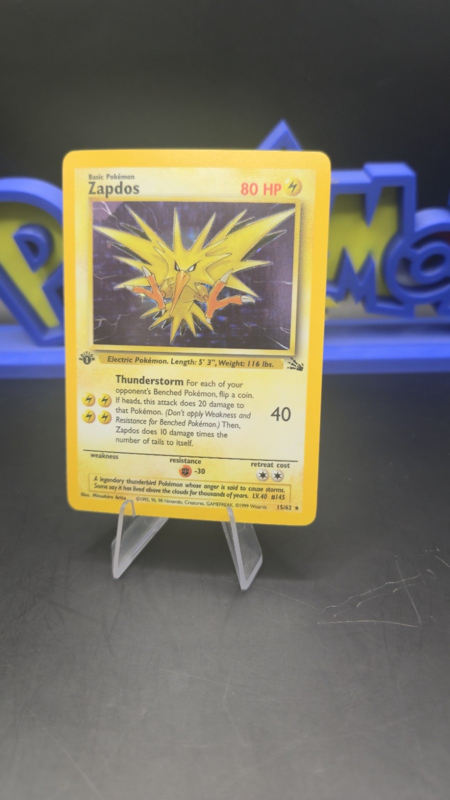 Pokémon TCG Zapdos Fossil Holo Card 15/62 Vintage 1999 WOTC 1st Edition Psa 9 10 Pokémon TCG Zapdos Fossil Holo Card 15/62 Vintage 1999 WOTC 1st Edition Psa 9 10