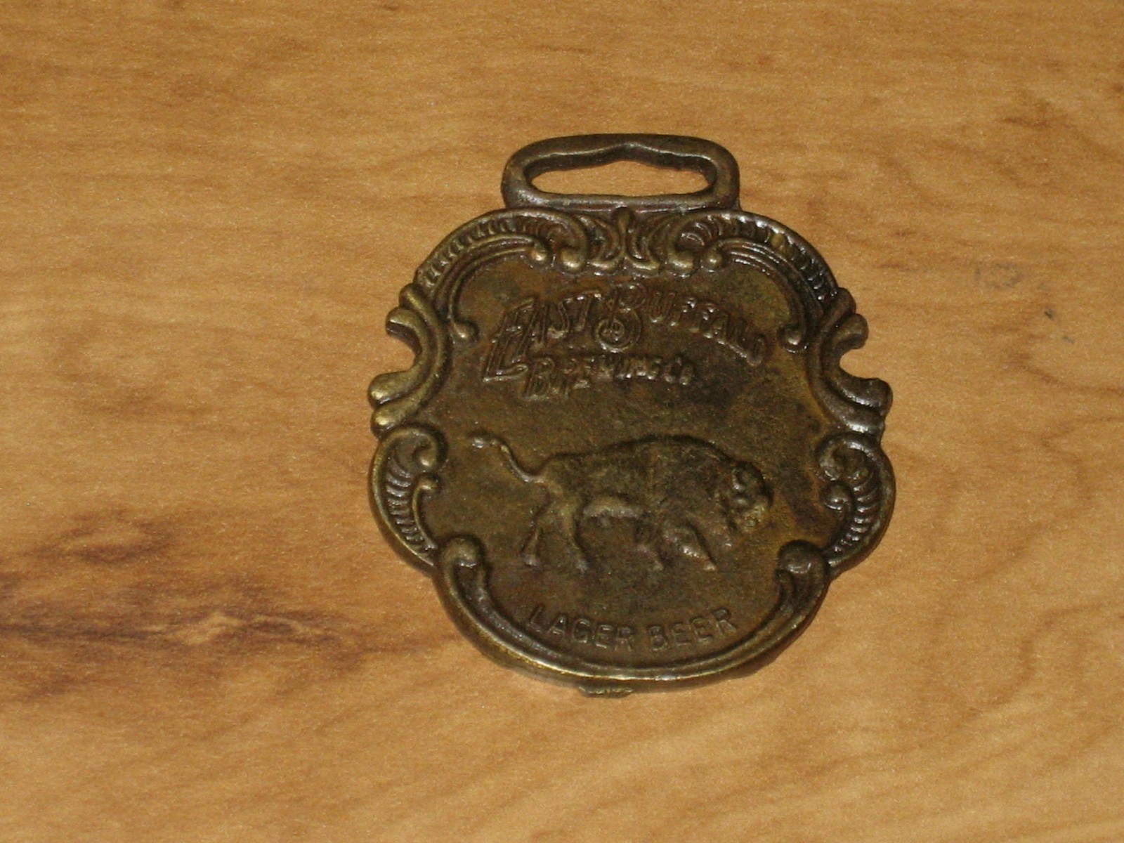 Antique Brass Watch Fob-East Buffalo Brewing/Lager Beer-Pre Prohibition