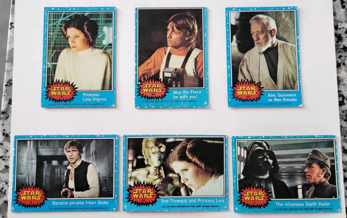 1977 Topps Star Wars Blue Series 1 ROOKIE Card Lot Darth Vader #7 Han Solo #4 
