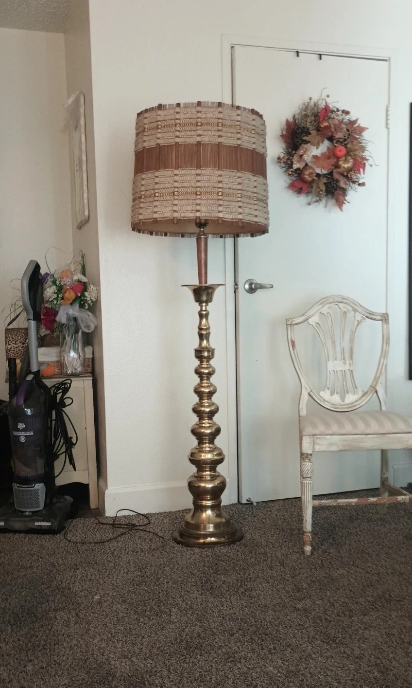 ✨ Maria Kipp Vintage Lampshade & Brass Floor Lamp