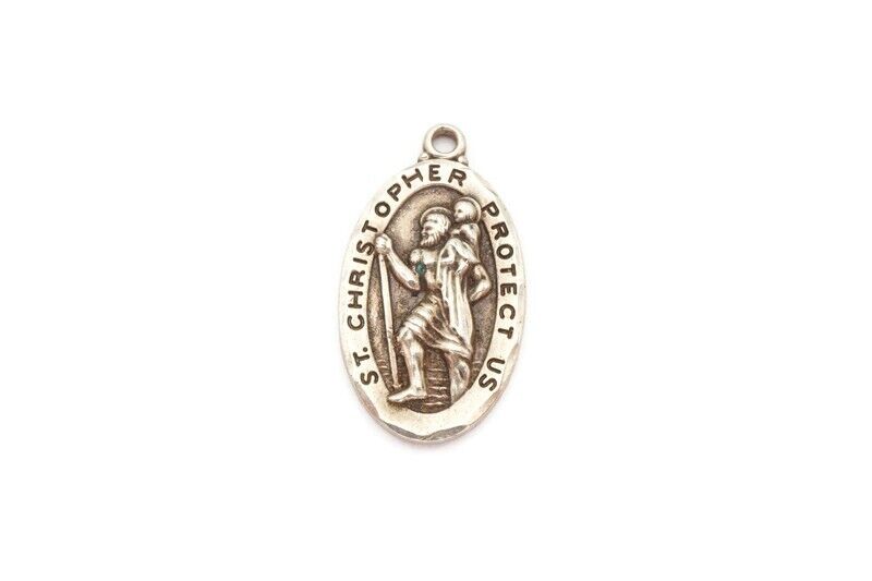 Vintage Sterling Silver 925 Saint Christopher Religious Medal C4