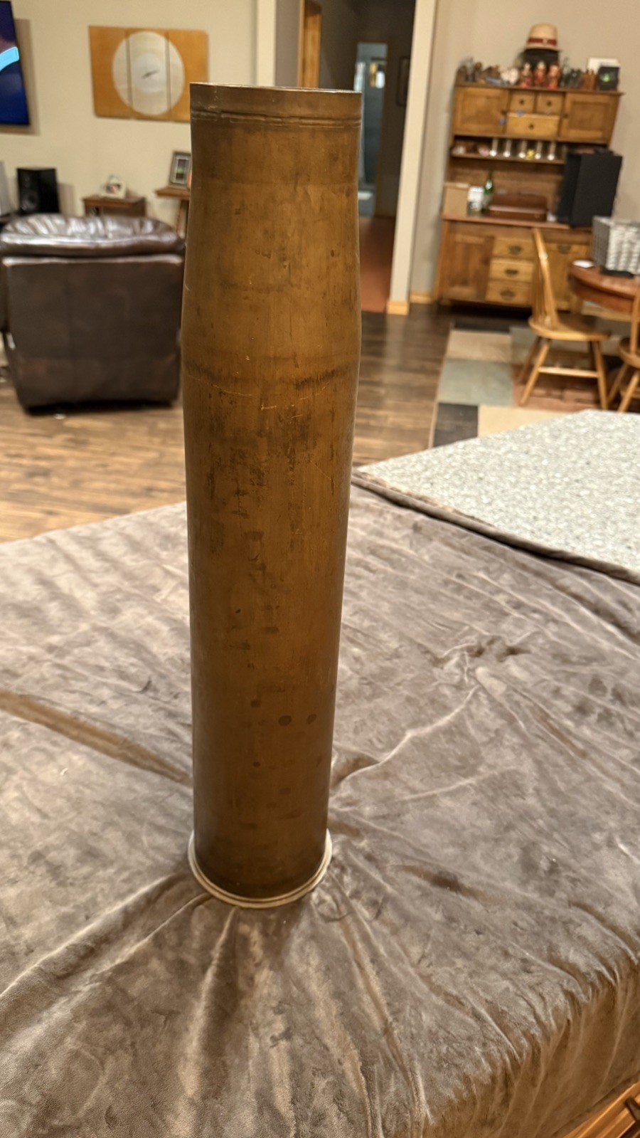 Trench Art 90mm M-19 Brass Artillery Shell Trench Art  RARE  1945 WW2
