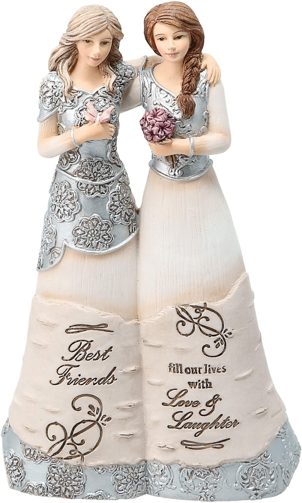 Pavilion Gift Company 6 Inch Collectible Elements Double Angel Figurine, Beige