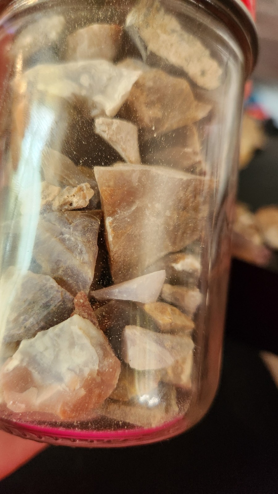1967 Peck\'s Rock Shop Battle Creek MI Lapidary Stone Scrap Jar Family Collection