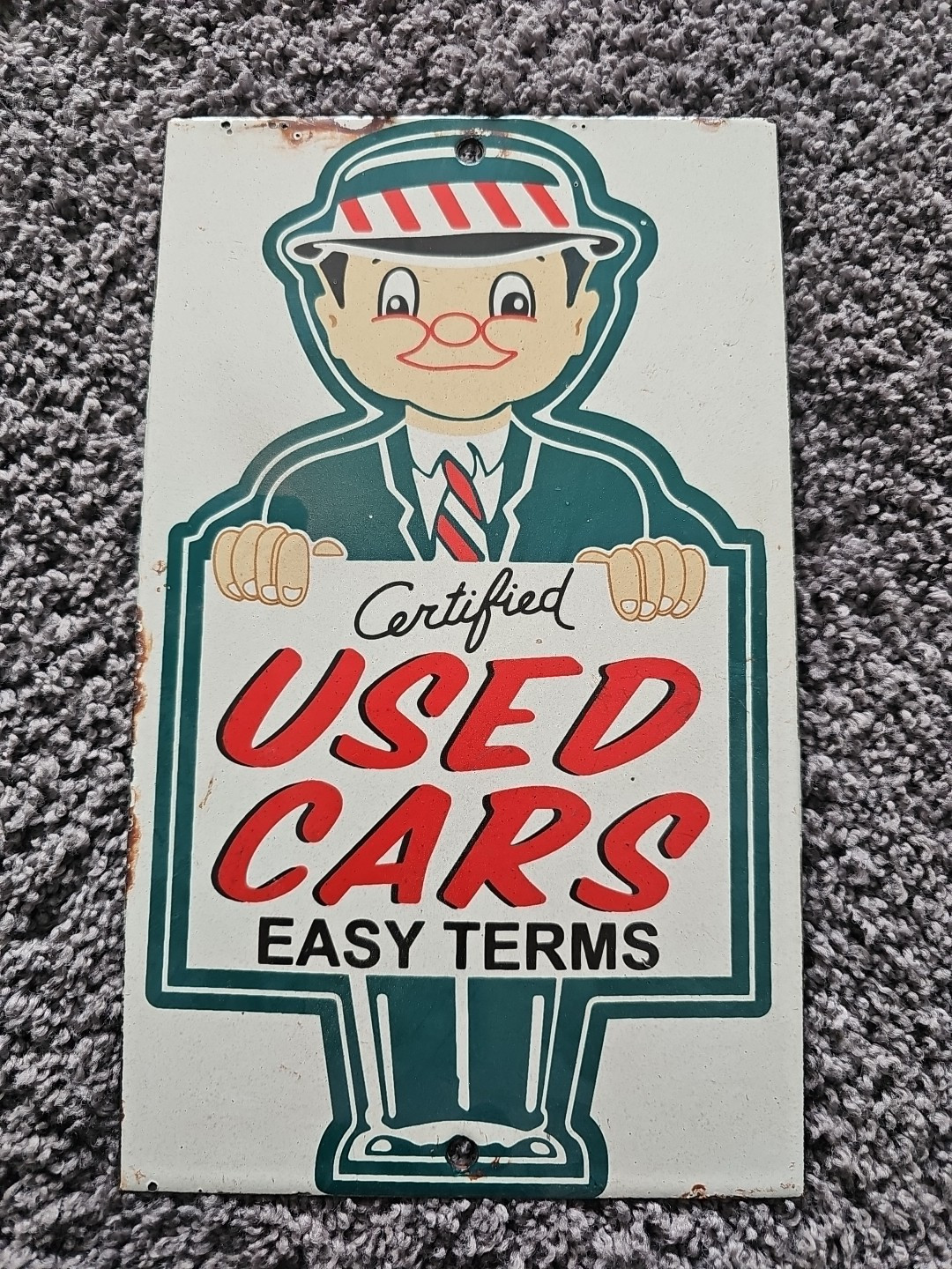 VINTAGE CERTIFIED USED CARS PORCELAIN SIGN GAS  MOTOR OIL AUTO SALES 10