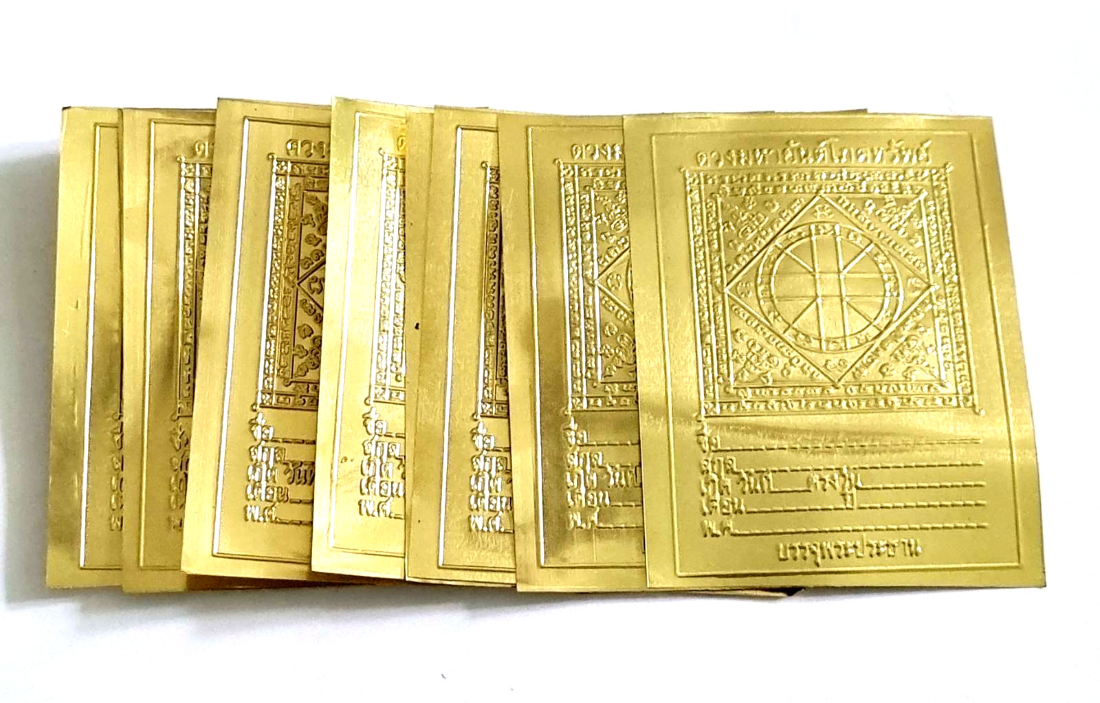 20 Pcs Thailand Amulet Yant Sheet Protection Safe Gold Embossed Carry Lucky 3.5\