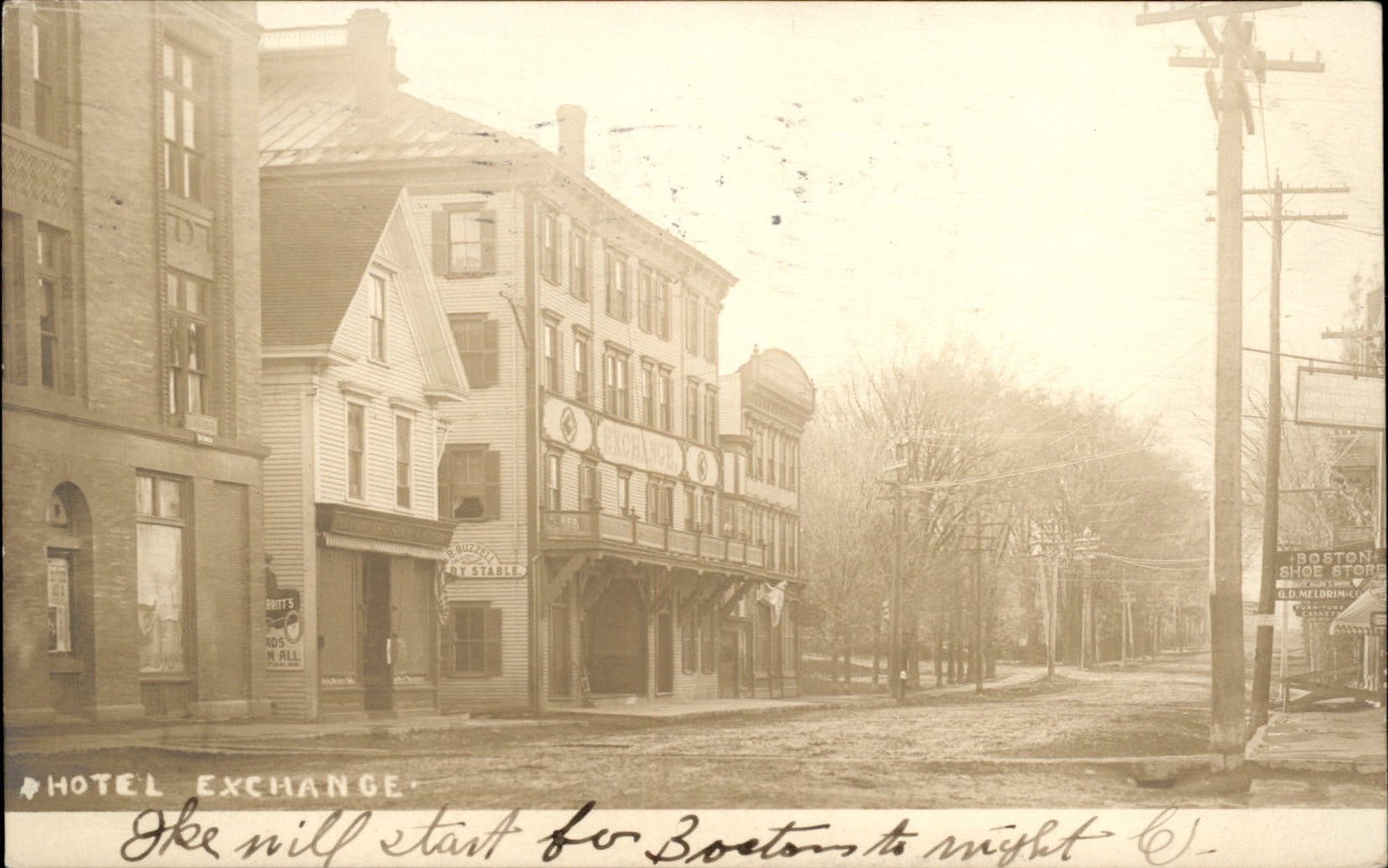 Houlton Maine ME Hotel Exchange c1900s-10s Real Photo Vintage Postcard bhn