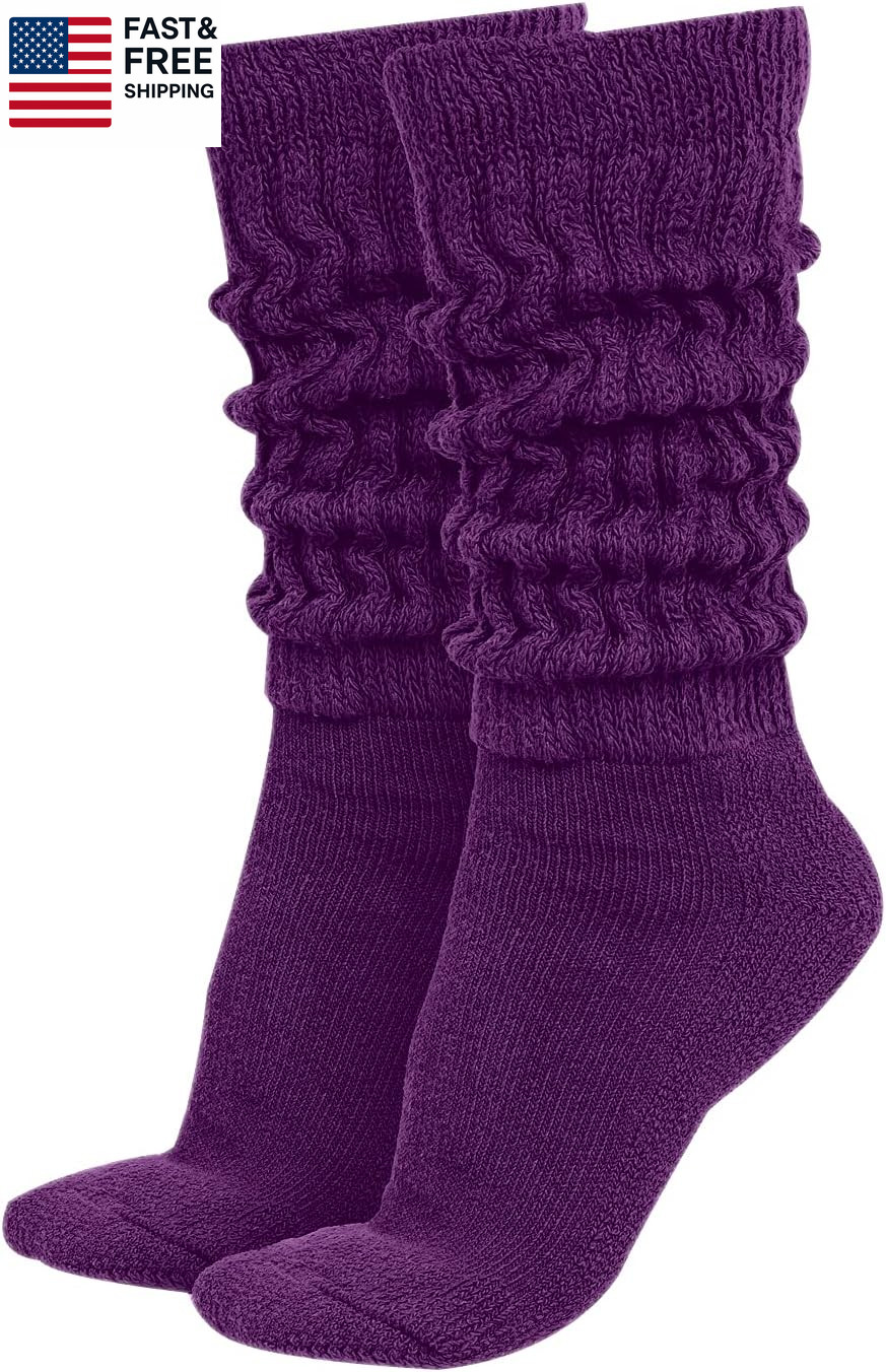 MDRE Women’S Extra Long & Heavy Slouch Socks – 100% Cotton, Made in USA, One Siz