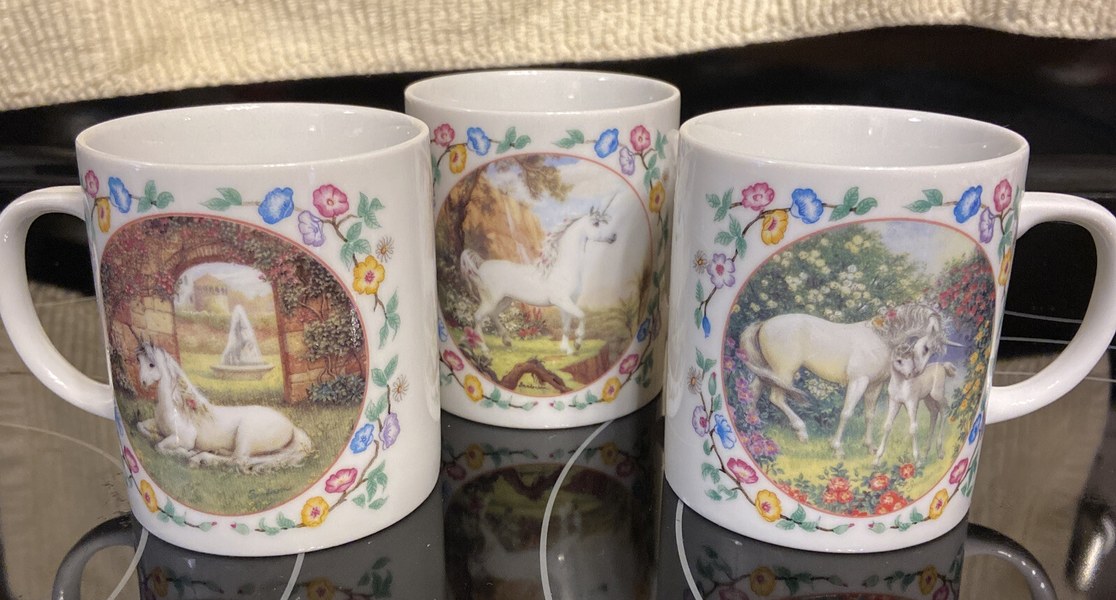 Set 3 Rare RUTH SANDERSON PRINCETON GALLERY UNICORN COFFEE MUG Japan Original ++