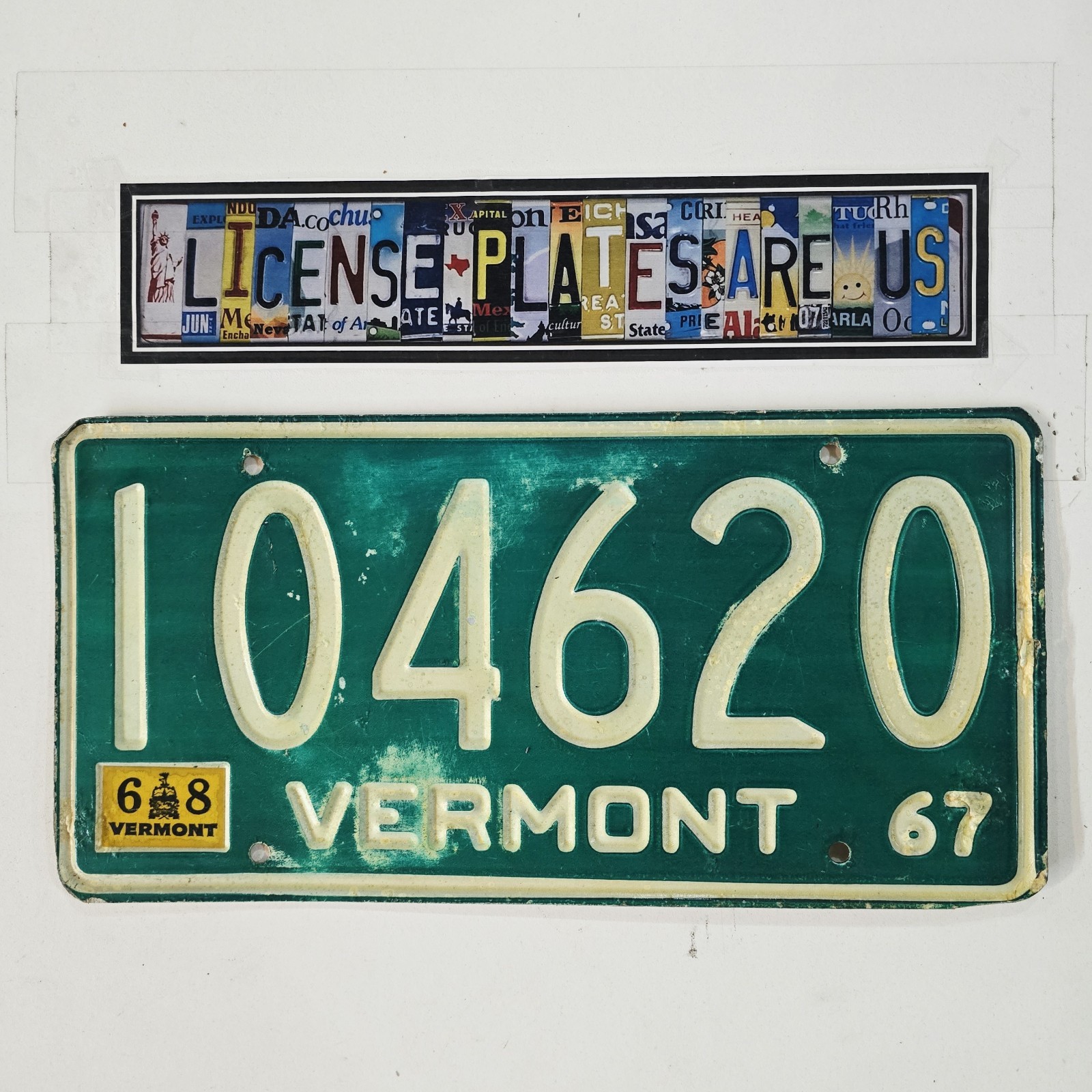 1967 Vermont License Plate 🔥 Original Vintage VT w/1968 Tag 104620