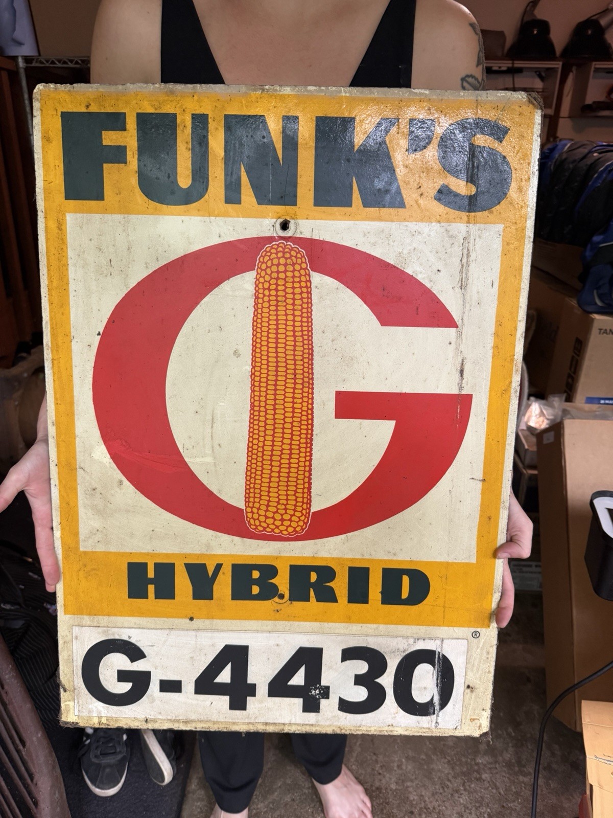 Vintage Funk's G Hybrid Farm Seed Corn Sign Tractor Dealer Not Metal