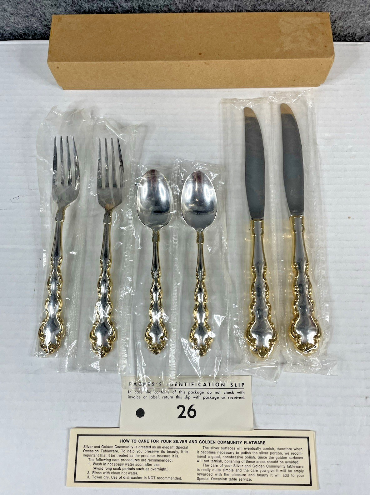 Oneida Community Gold Accent Modern Baroque Silverplate Set Of 5 Place Setting