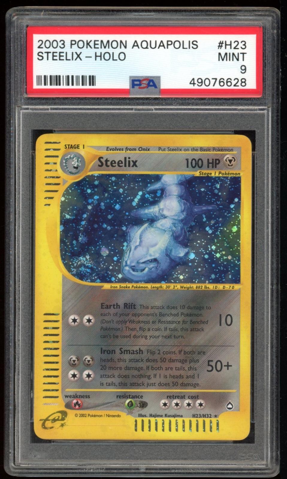 Steelix Holo H23/147 PSA 9 Aquapolis Pokemon Card Game