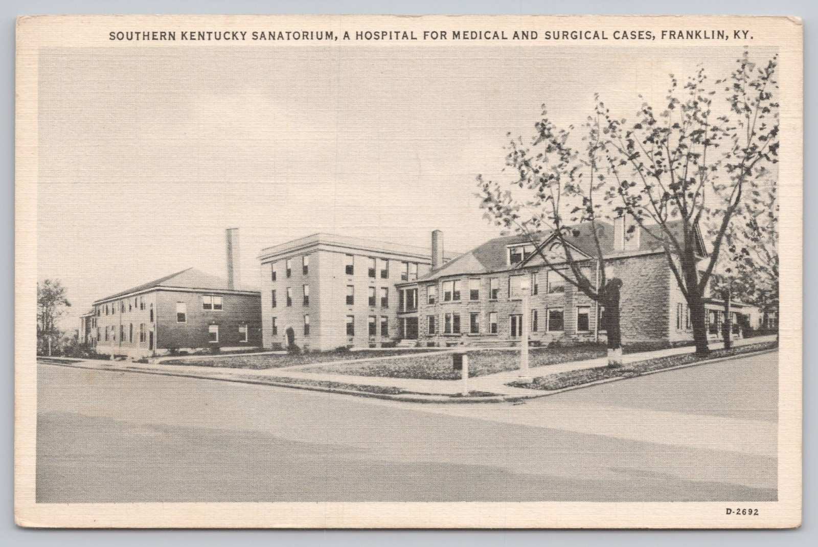Southern Kentucky Sanatorium Hospital Franklin KY Linen Postcard