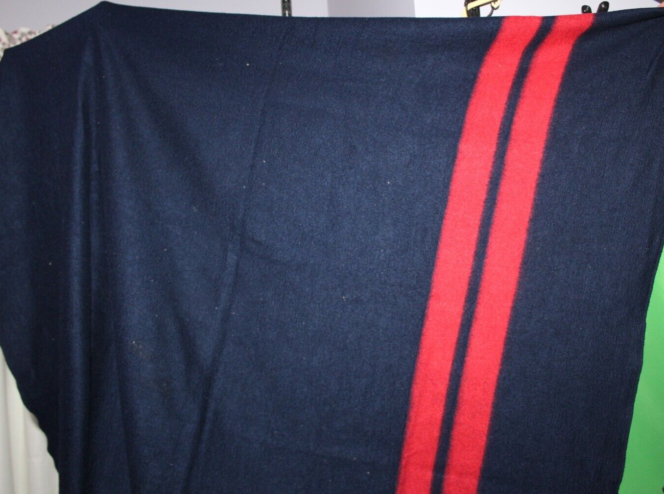 Vintage TWA Trans World Airline First Class Travel Blue With Red Stripes Blanket