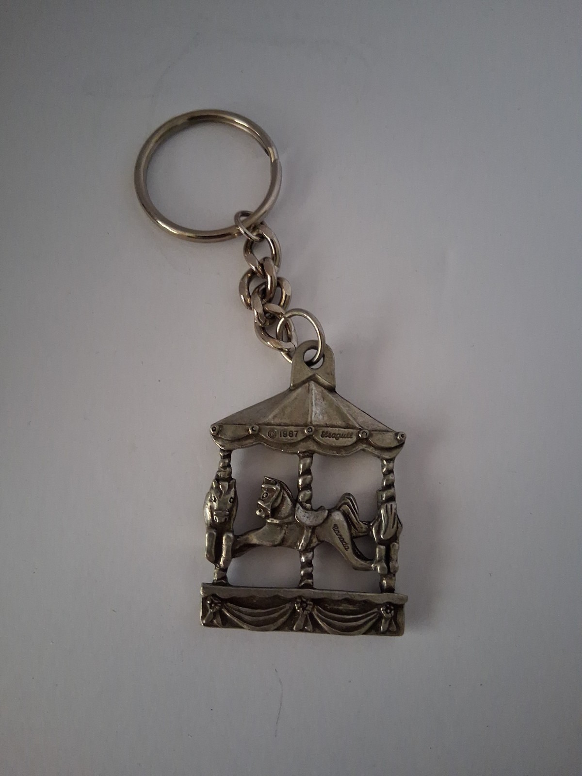 1987 Seagull Pewter Carousel Horse Key Chain (Canada)