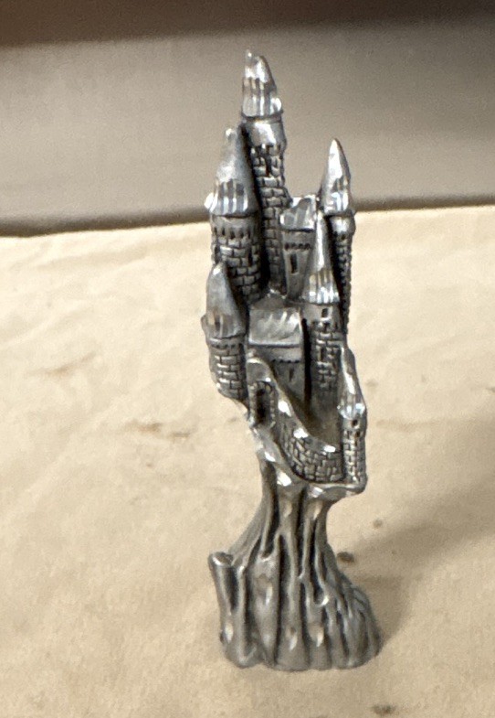 Vintage Pewter Medieval Fantasy Castle Figurine Miniature Turrets Collectible