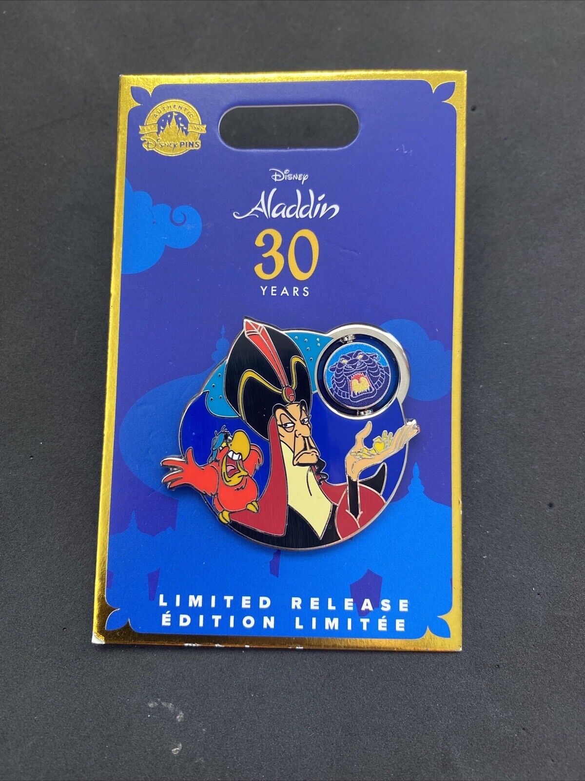 Jafar Iago 30 Years 30th Anniversary Disney LR Spinner Pin New
