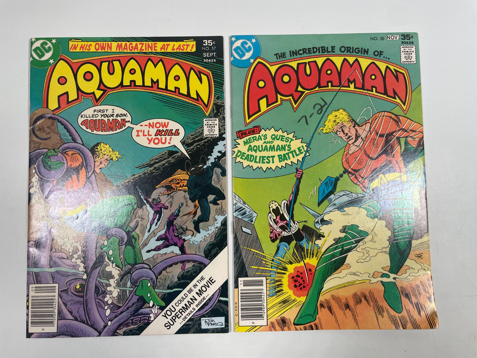 Aquaman #57, 58 - 1977 - Lot of 2