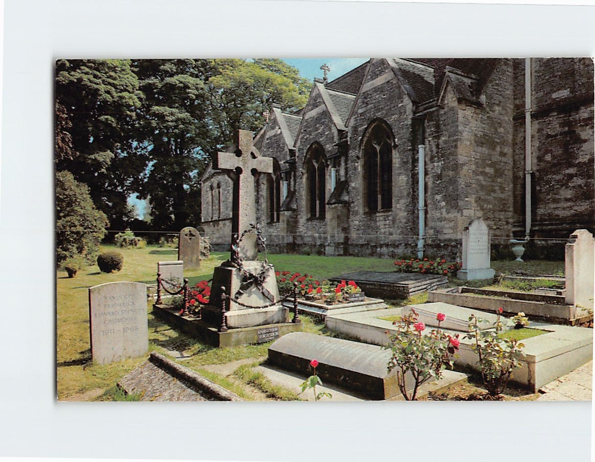 Postcard Churchill Graves St. Martin Church Bladon England