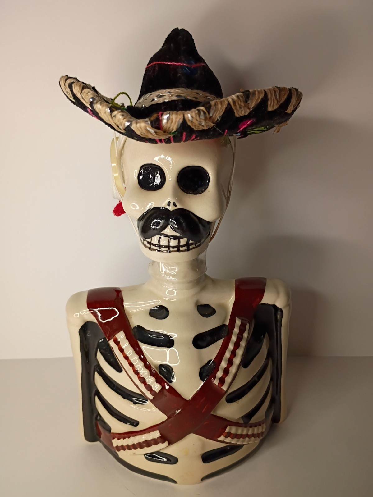 SKELLY by Los Azulejos Tequila Glazed Pottery Skeleton Decanter Empty Bottle