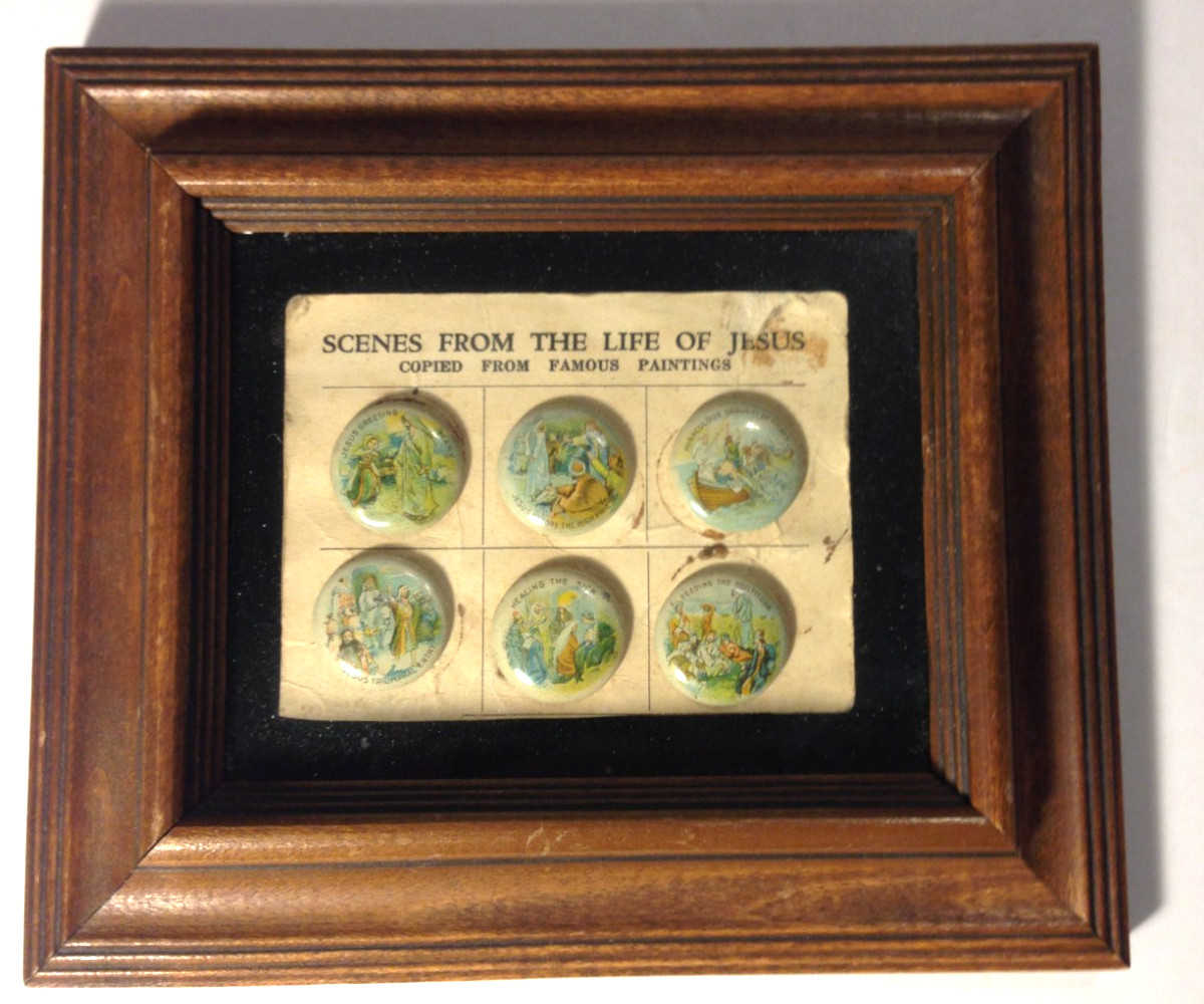 Antique c1890-1915 Whitehead Hoag Jesus Pinback Pins Lot (6) Rare Life of Jesus