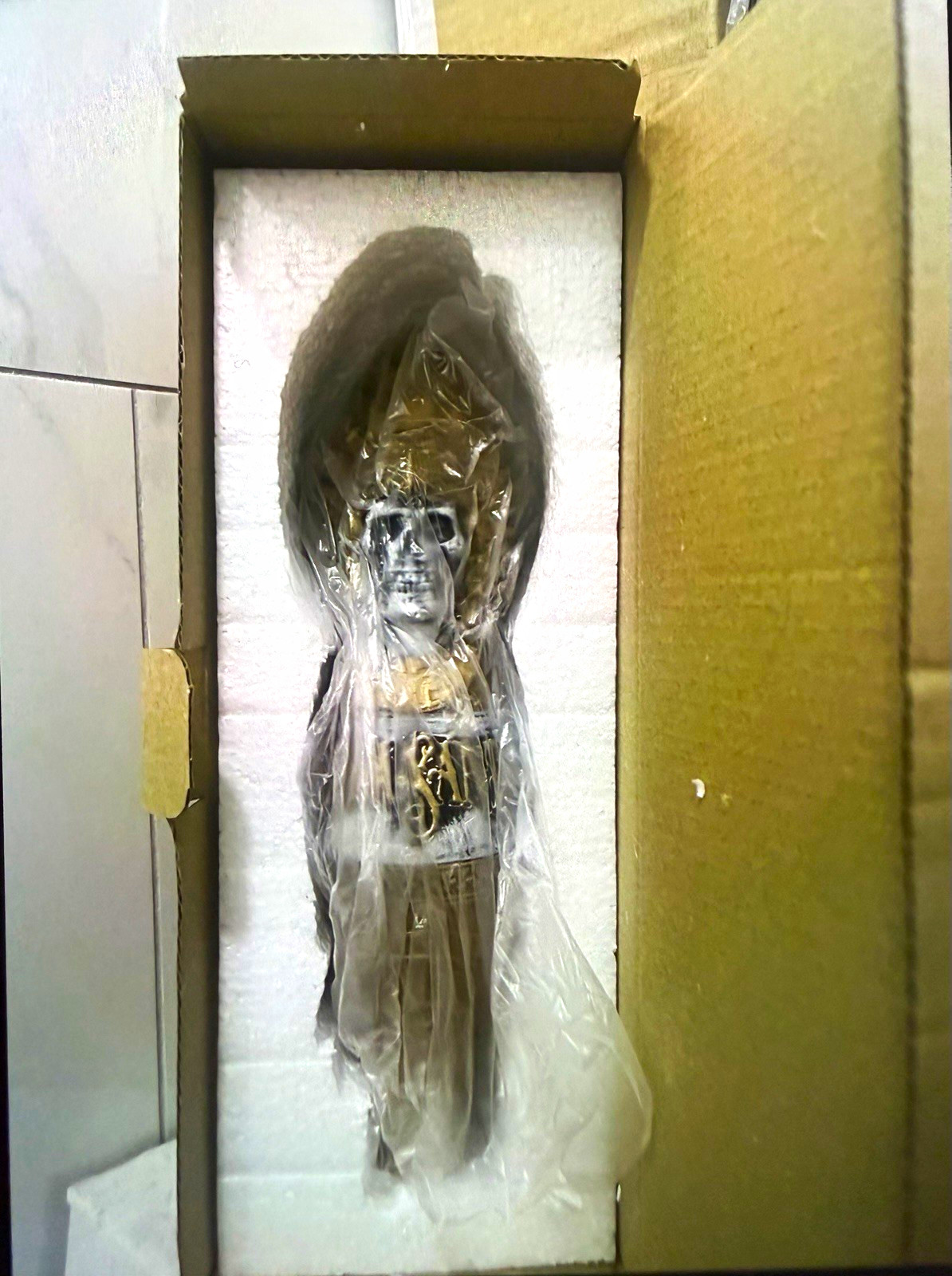 NLB 10” Tall Santa Skull Headdress Draft Beer Tap Handle Knob Gold and Silver