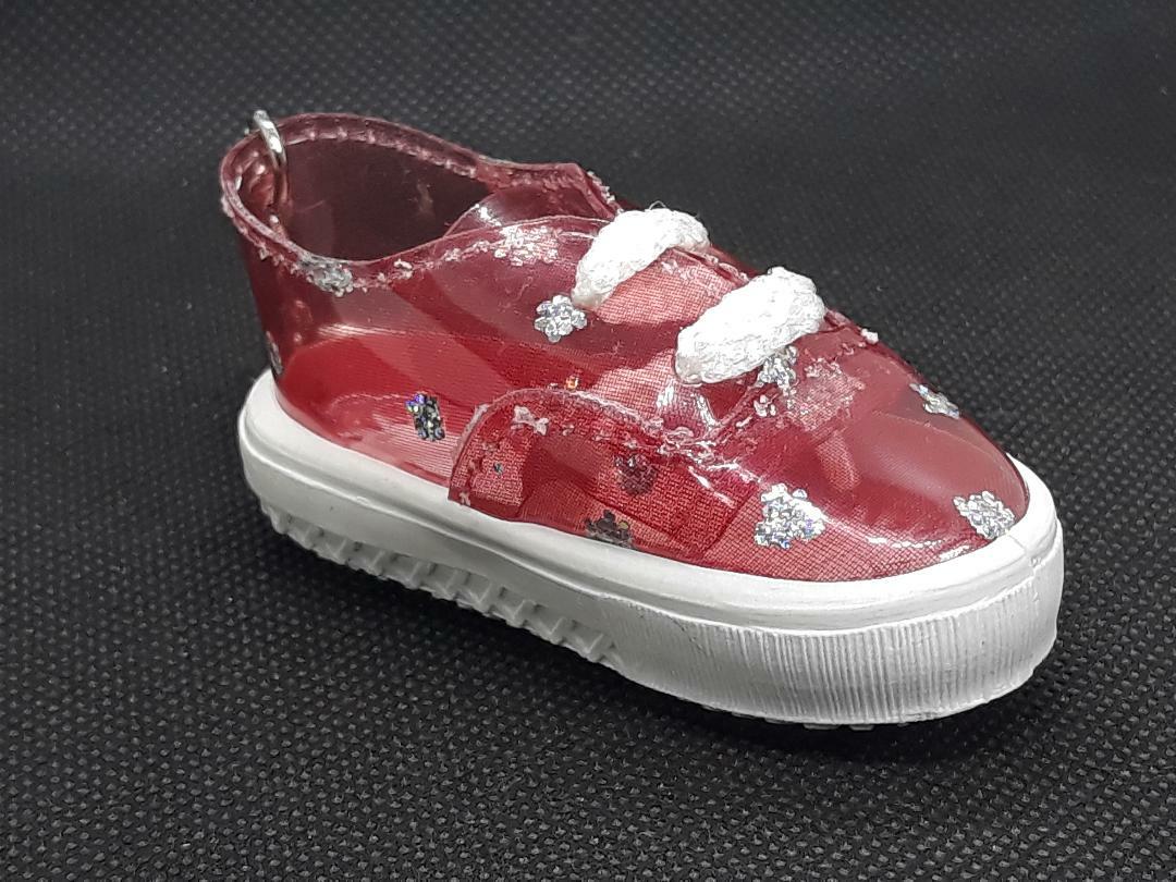 Vtg  Red Translucent Tennis Shoe Keychain Plastic ~ Ships FREE