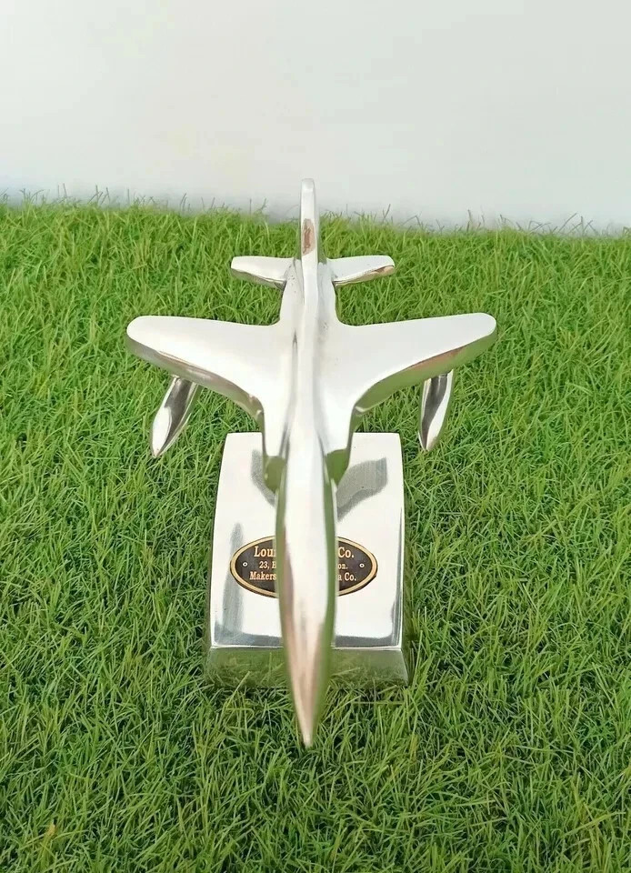 Vintage Art Deco Airplane Aluminum Jet Fighter Aircraft Model Desk Sculpture