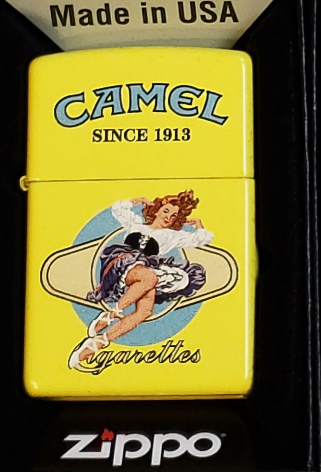 ZIPPO LIGHTER CAMEL PinUp Girl  Yellow CZ 1036 LIMITED EDITION ONLY 50 MADE Xxz