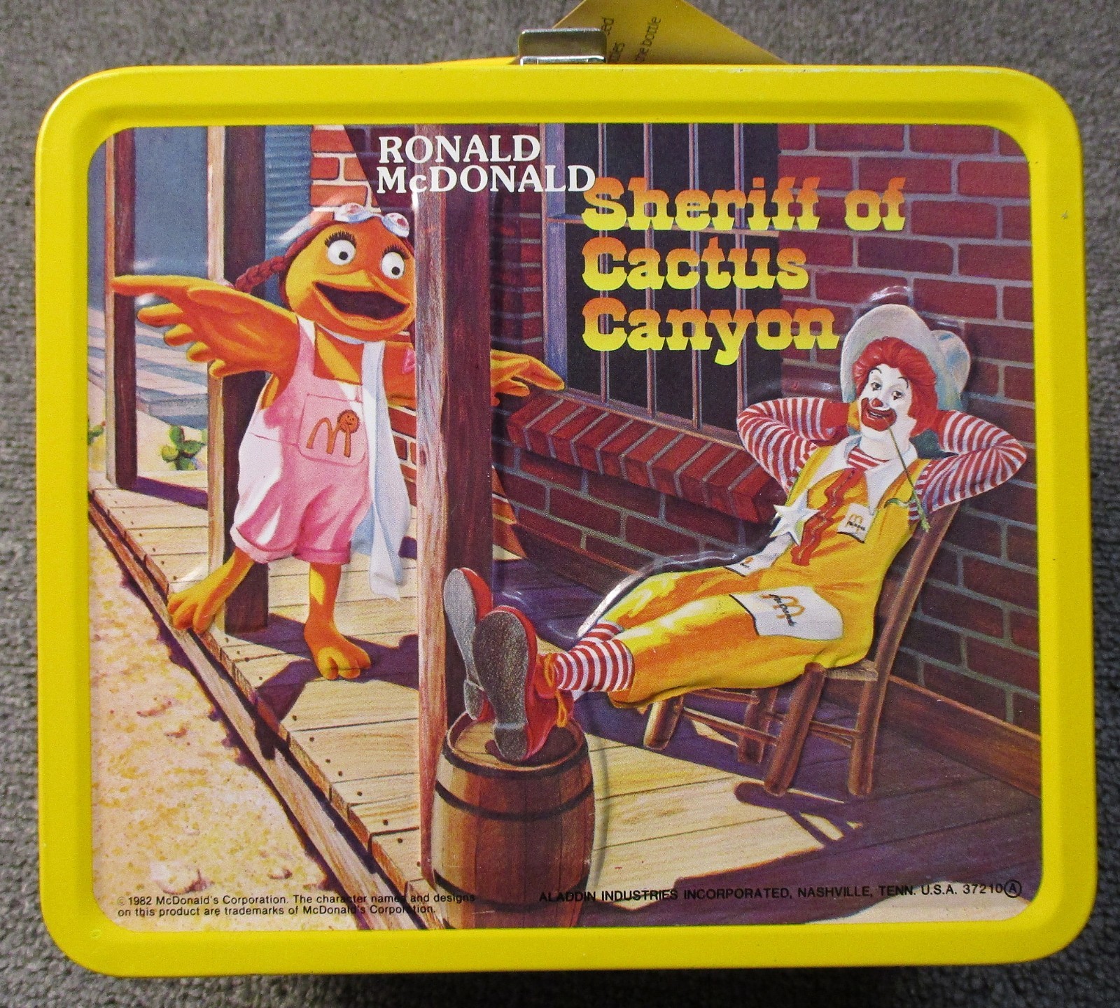 1982 Ronald McDonald Sheriff of Cactus Canyon Metal Lunchbox with Thermos Unused