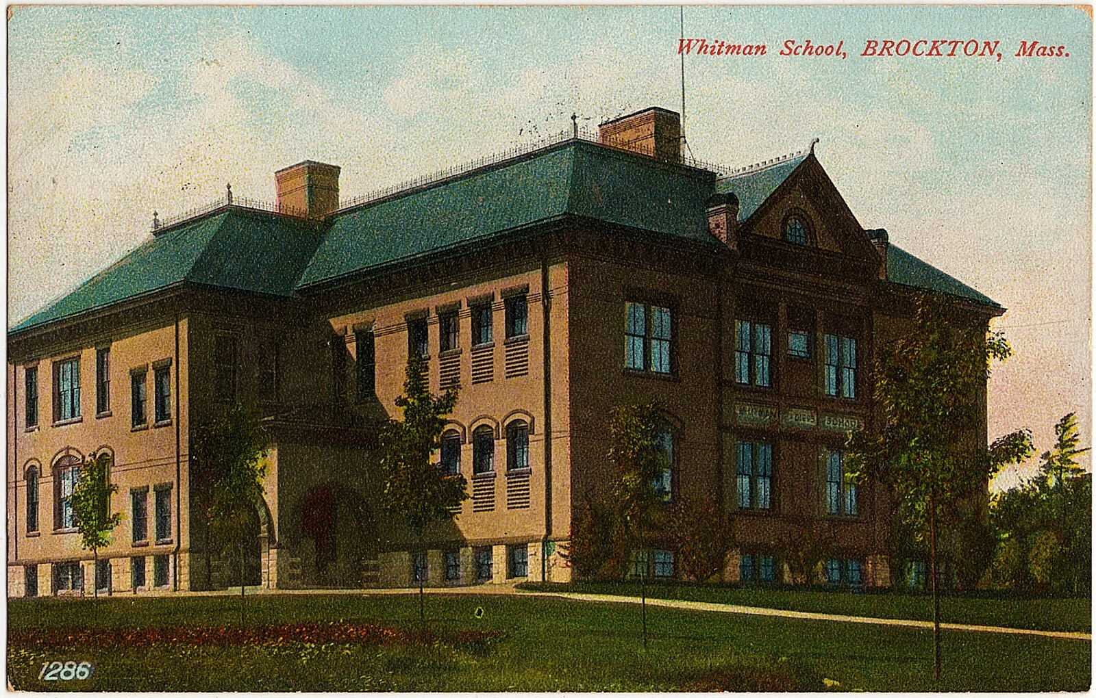 1907 Brockton Mass MA Postcard The Whitman School RARE German Made Antique DB