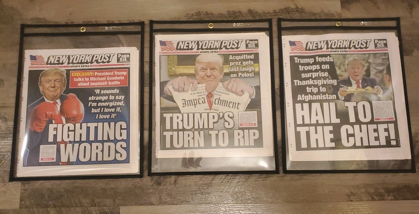 2019 Oct 3, Nov 29 TRUMP THANKSGIVING,, 2020 Feb 6,  Three New York Post New