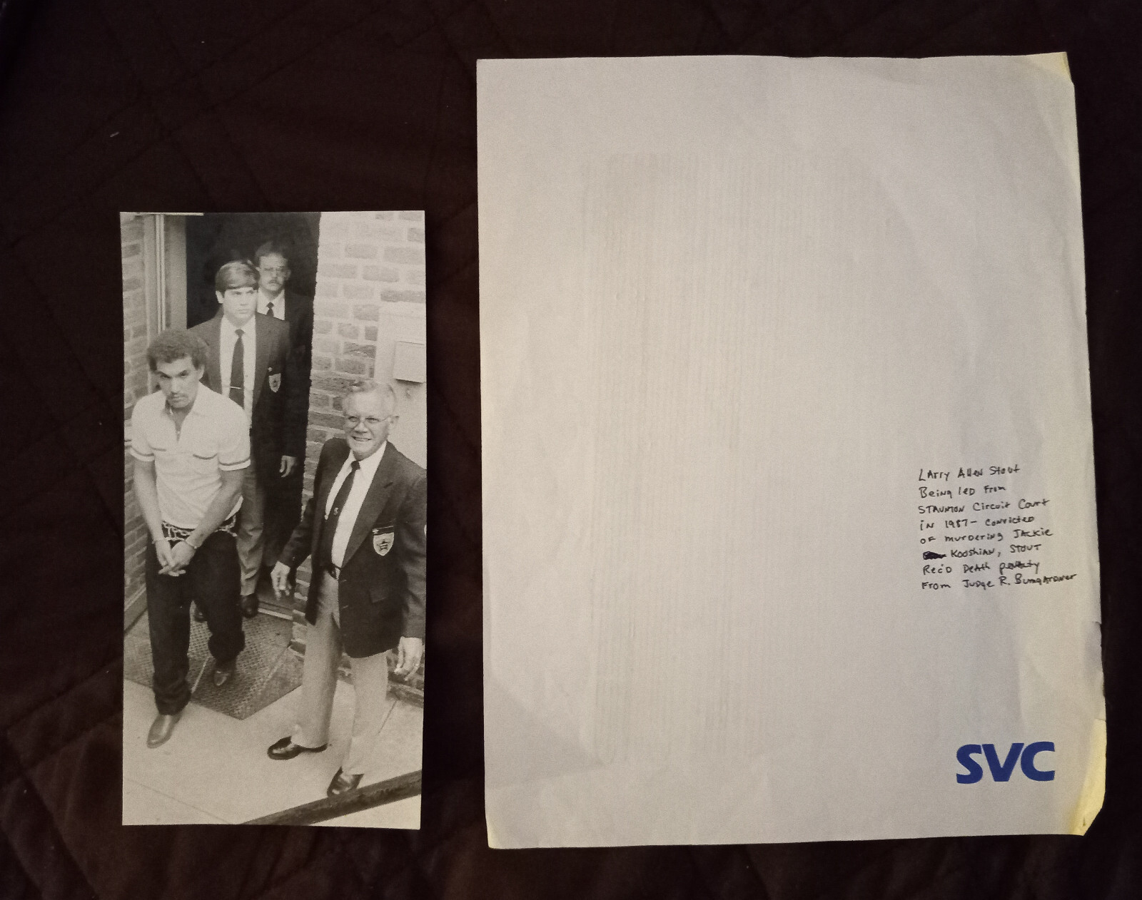 ORIGINAL 1987 NEWSPAPER PHOTO Staunton VA murderer Waynesboro News-Virginian