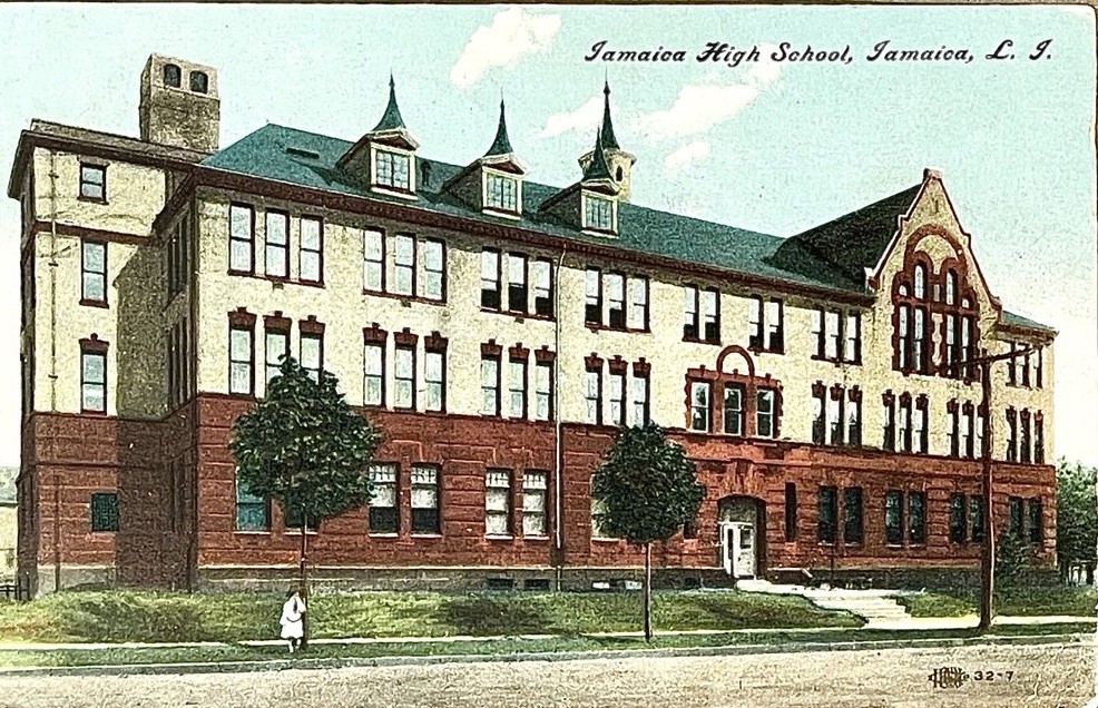 Jamaica Queens High School Long Island NEW YORK CITY Vintage Postcard c. 1908