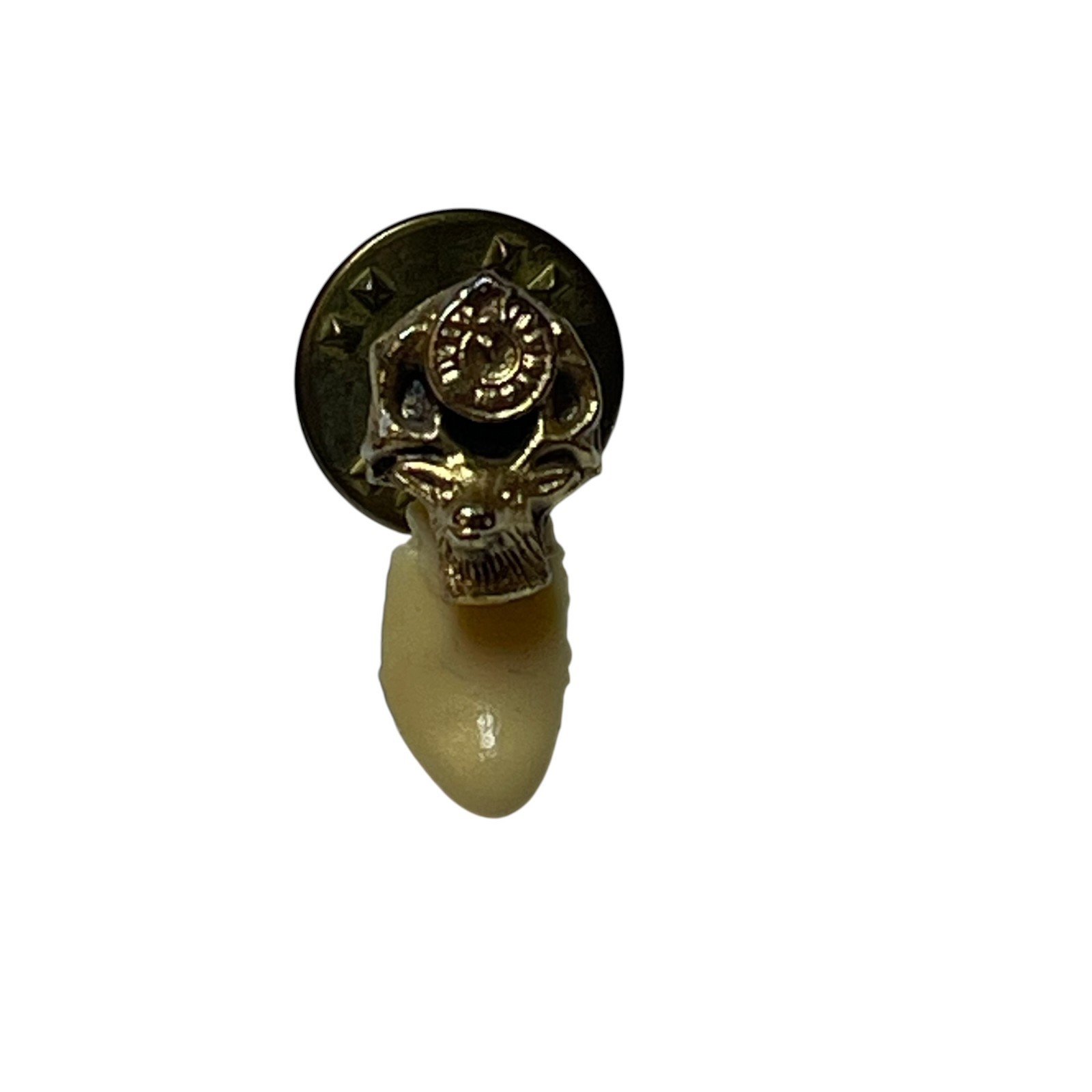 Vintage BPOE Order of The Elks Lodge Elk Simulated Tooth Lapel Pin Pinback Tie