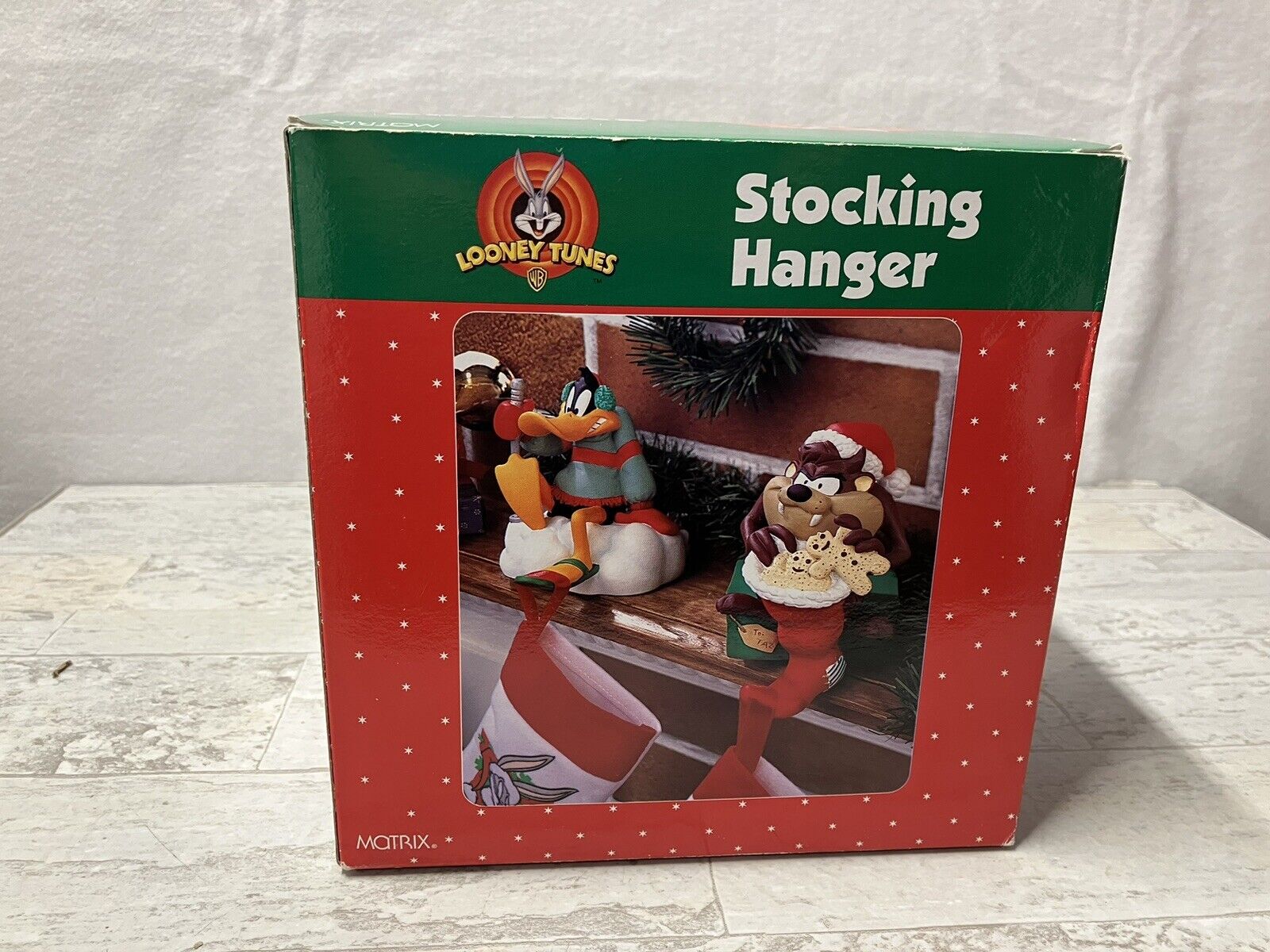 Christmas TAZ Stocking Hanger By Matrix Looney Tunes Warner Vintage 1998 RARE