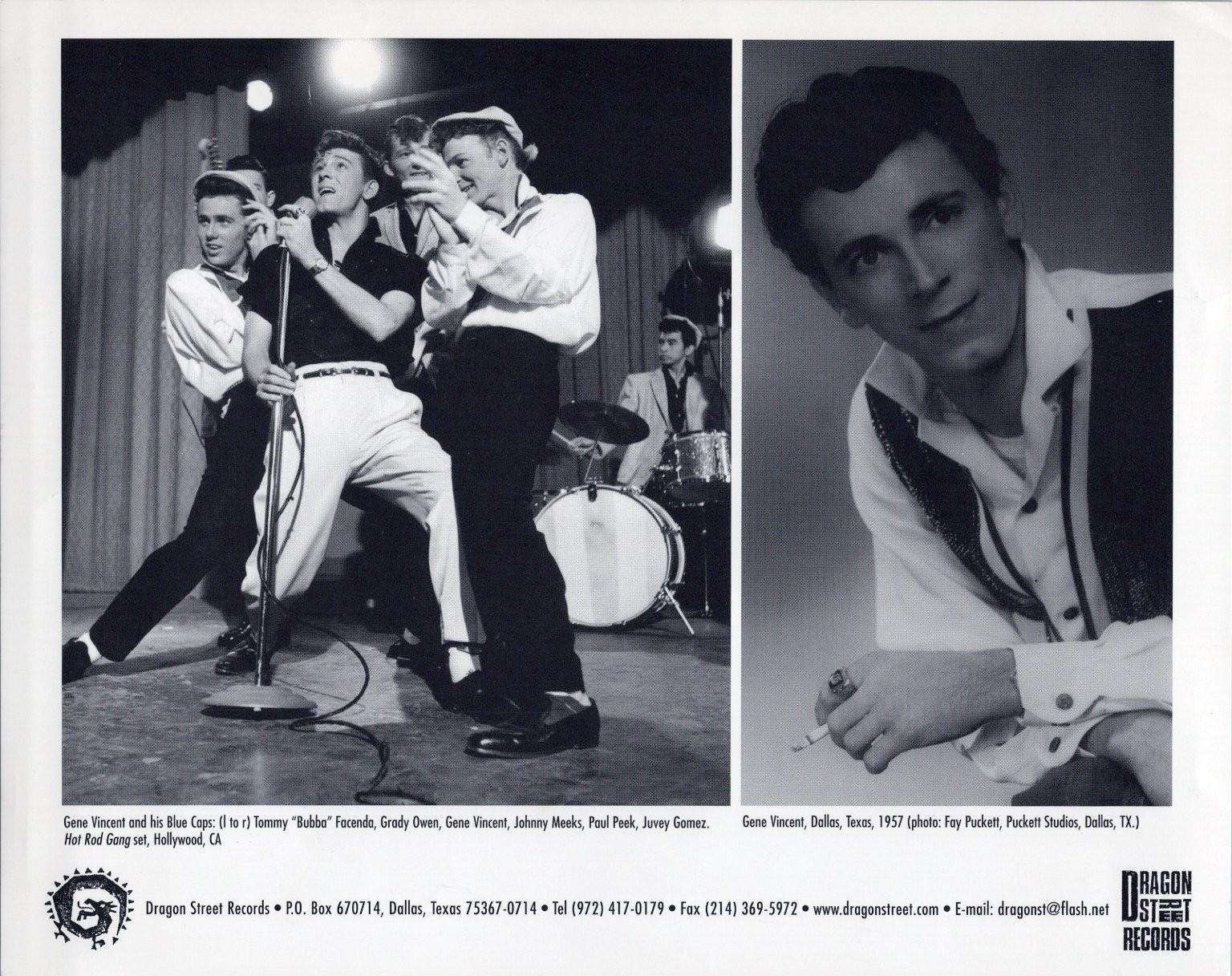 Gene Vincent Blue Caps Press Photo Silver Gelatin Print Dragon Street Records