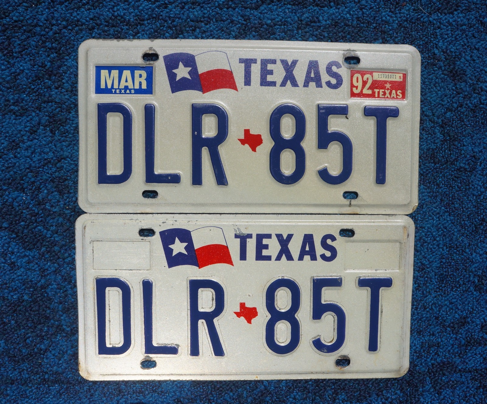 1992 TEXAS License Plate Plates PAIR / SET