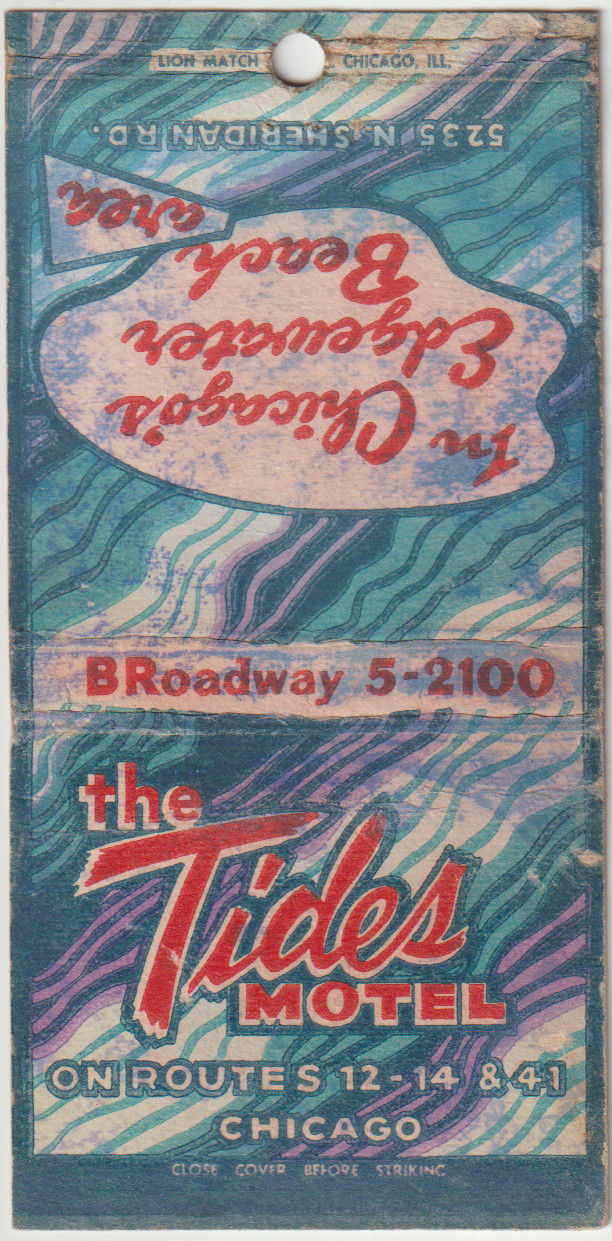 The Tides Motel CHICAGO, ILLINOIS Bobtail Matchbook Cover