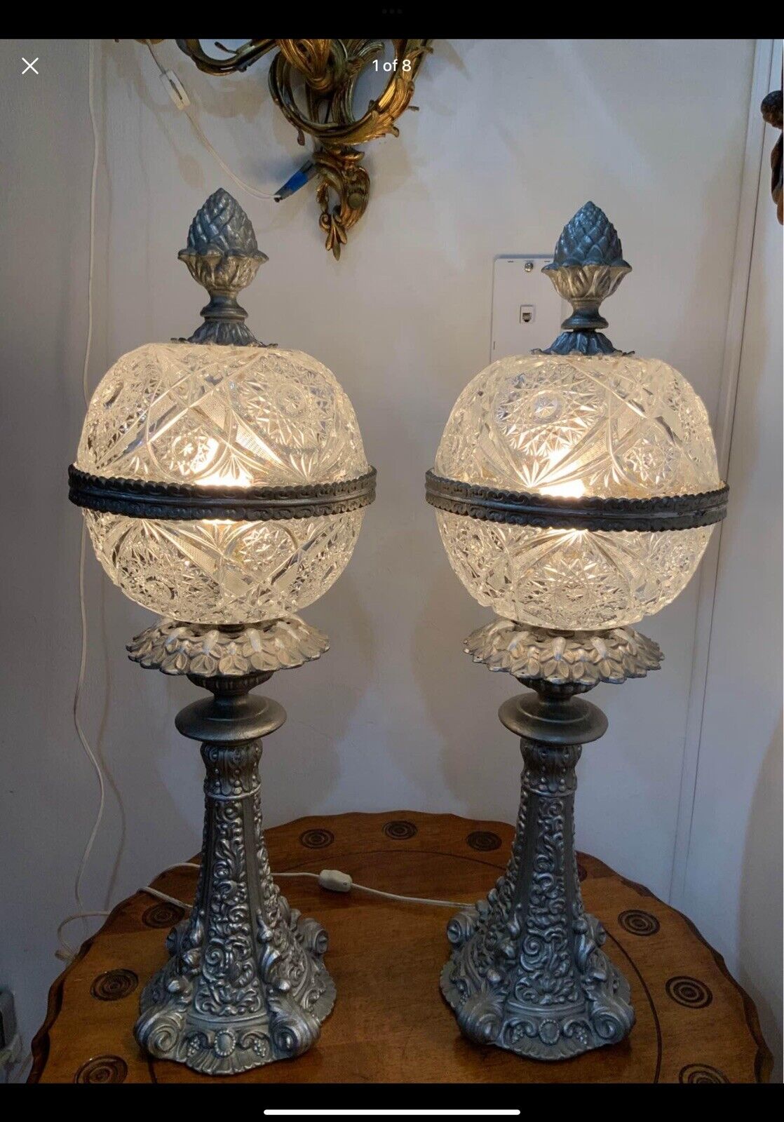 Vintage Pair Of L & L Highly Cut Crystal Lamps Signed And Dated 1968