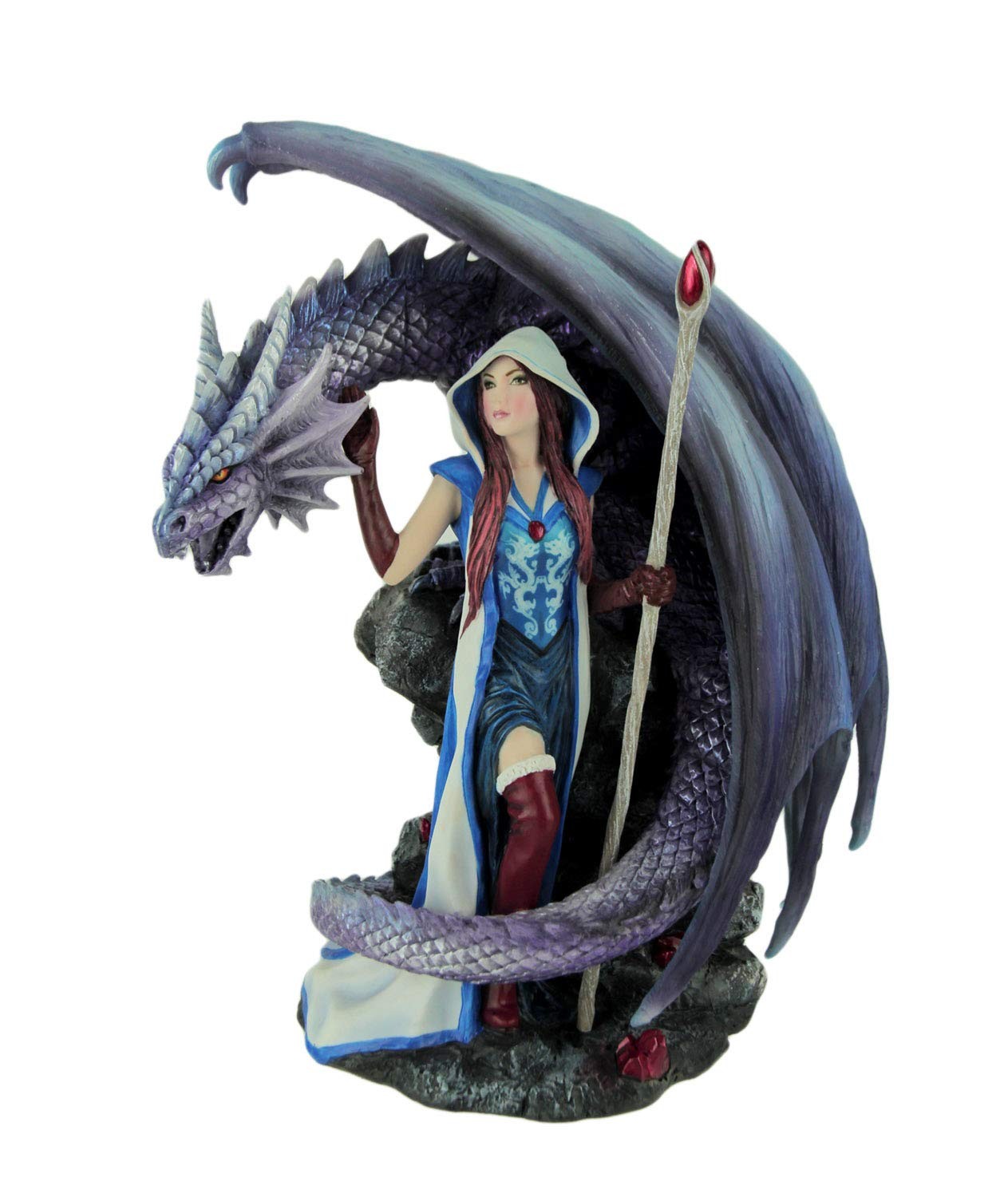 Veronese Design Dragon\'s Mage by Anne Stoke Sorceress and Dragon Statue Veronese Design Dragon\'s Mage by Anne Stoke Sorceress and Dragon Statue