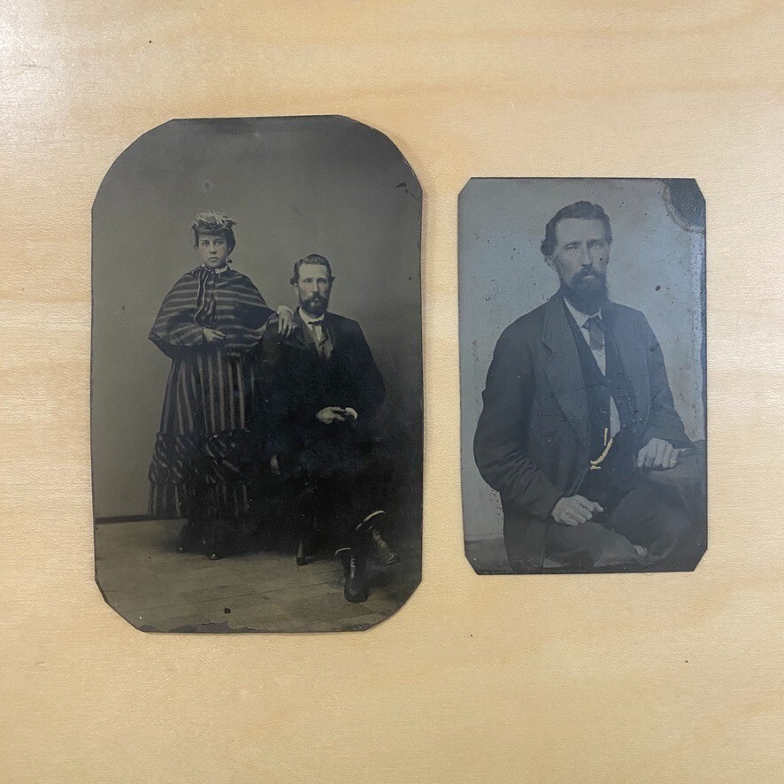 Set of 2 Late 1800s Tintype Portrait Photos Gentleman Taken at Different Ages