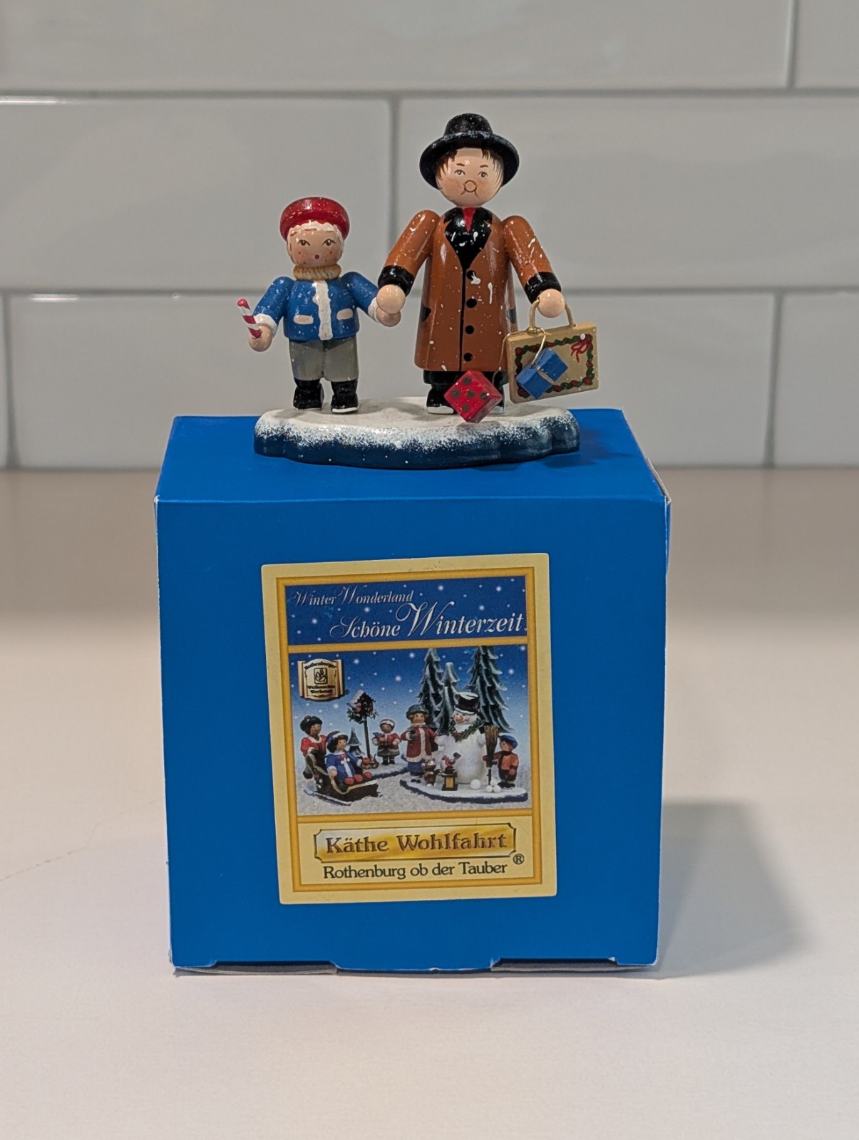Kathe Wohlfahrt Winter Wonderland Winter Time Father And Child Figure IOB