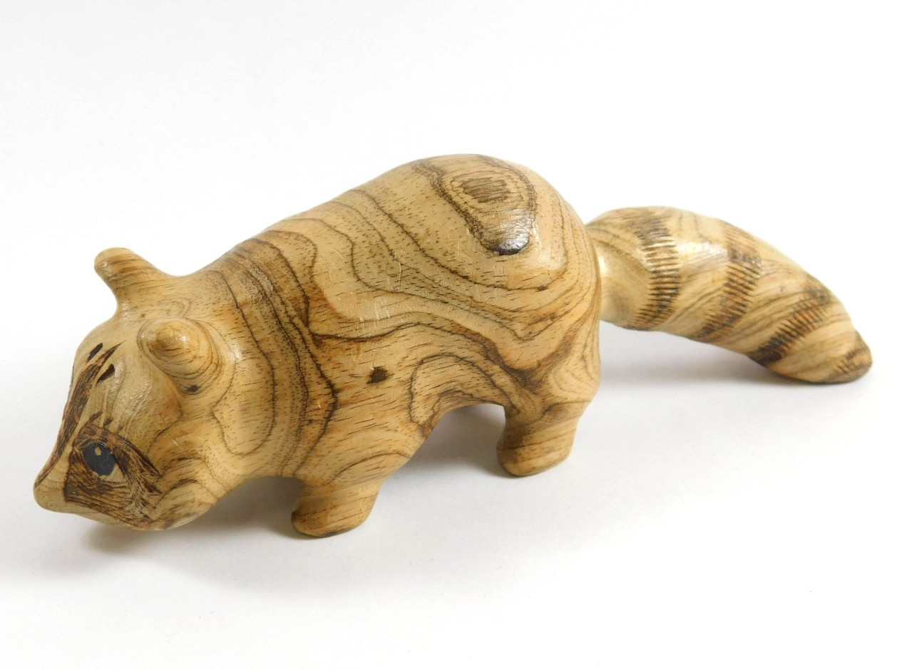 Vintage Copeland Wooden Carved Raccoon Animal Figure