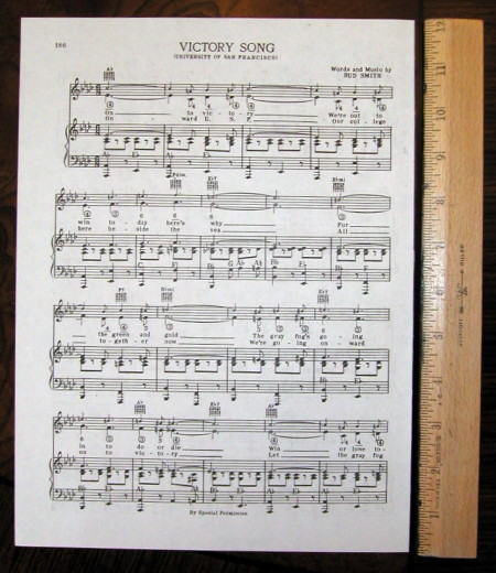 UNIVERSITY OF SAN FRANCISCO Vintage Song Sheet c 1938 
