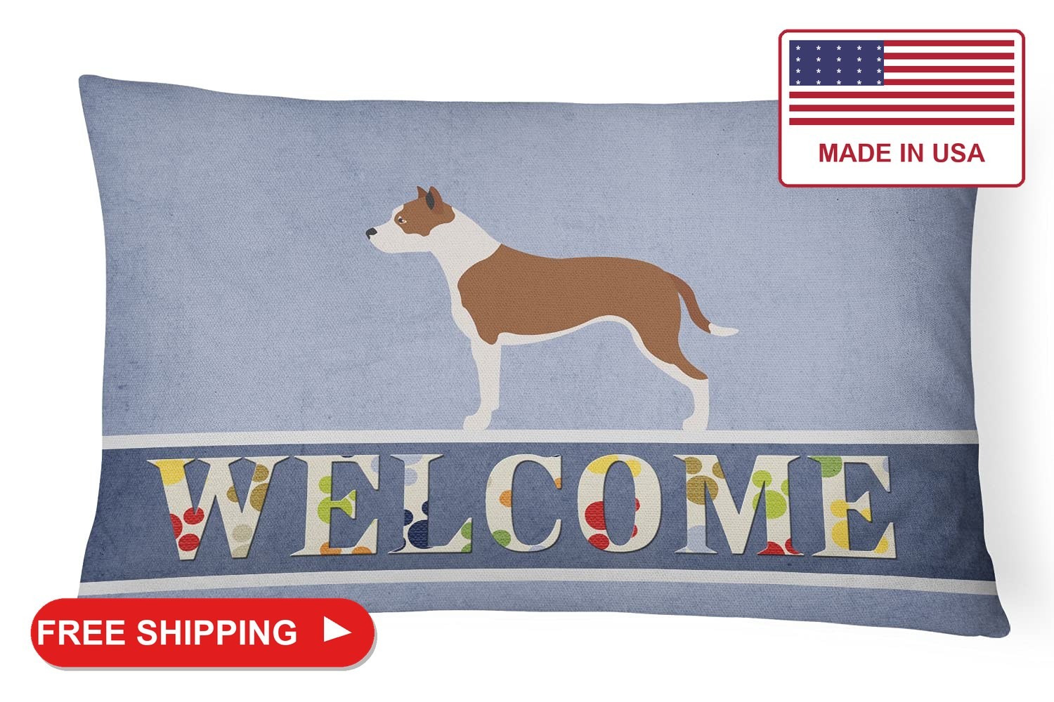 Caroline's Treasures BB8325PW1216 Pit Bull Terrier Welcome Canvas Fabric Decorat